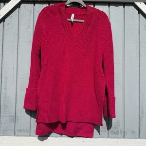 Athleta tunic, high low, oversized Women's V-Neck Sweater - Pink Size Small